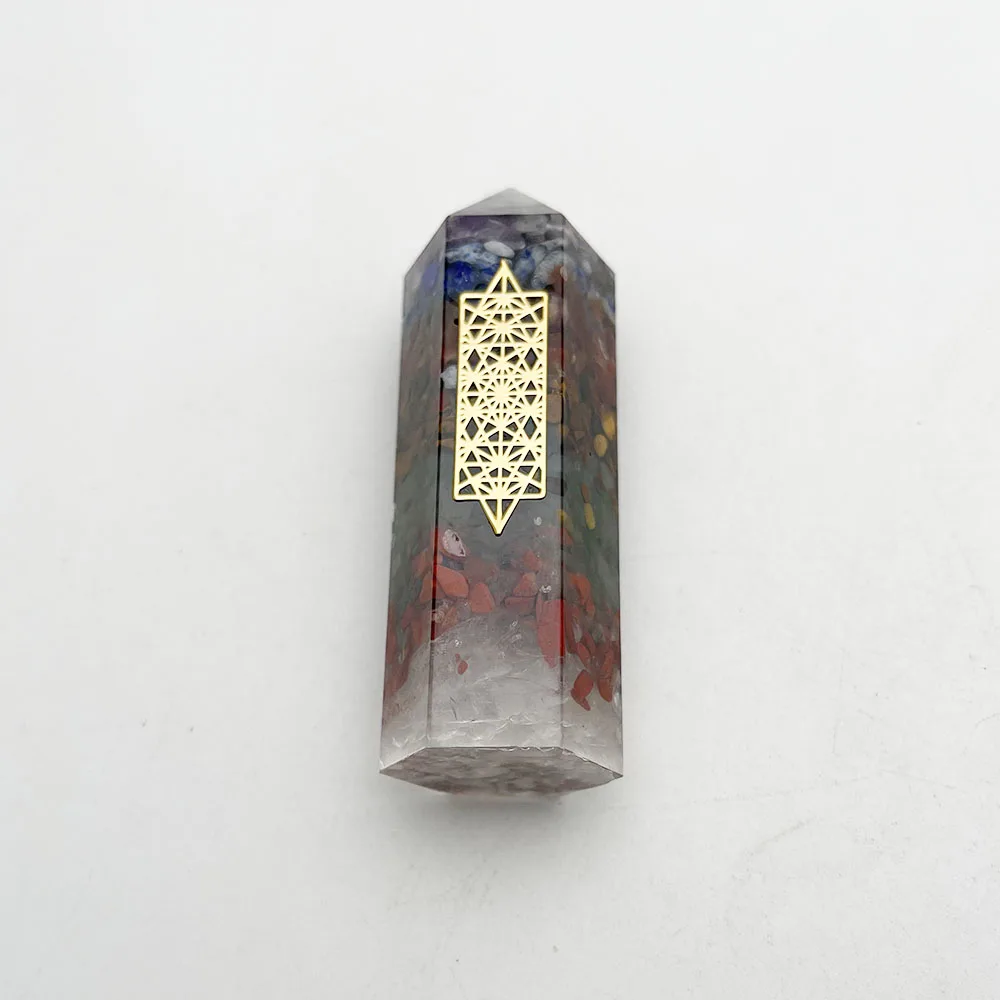 

fashion natural stone Crystal column Orgone 83x25mm 1pc retro Reiki Healing colorful cuboid charms Accessories free shipping