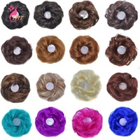 messy flexible hair buns scrunchies synthetic ponytail curly messy wavy scrunchies fake hair extensions for girls and women