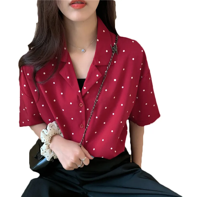 

2021 Summer Plus Size Blouse Shirt Women Temperament Loose Short-sleeved Chiffon Shirts Girls Blouse Tops f651