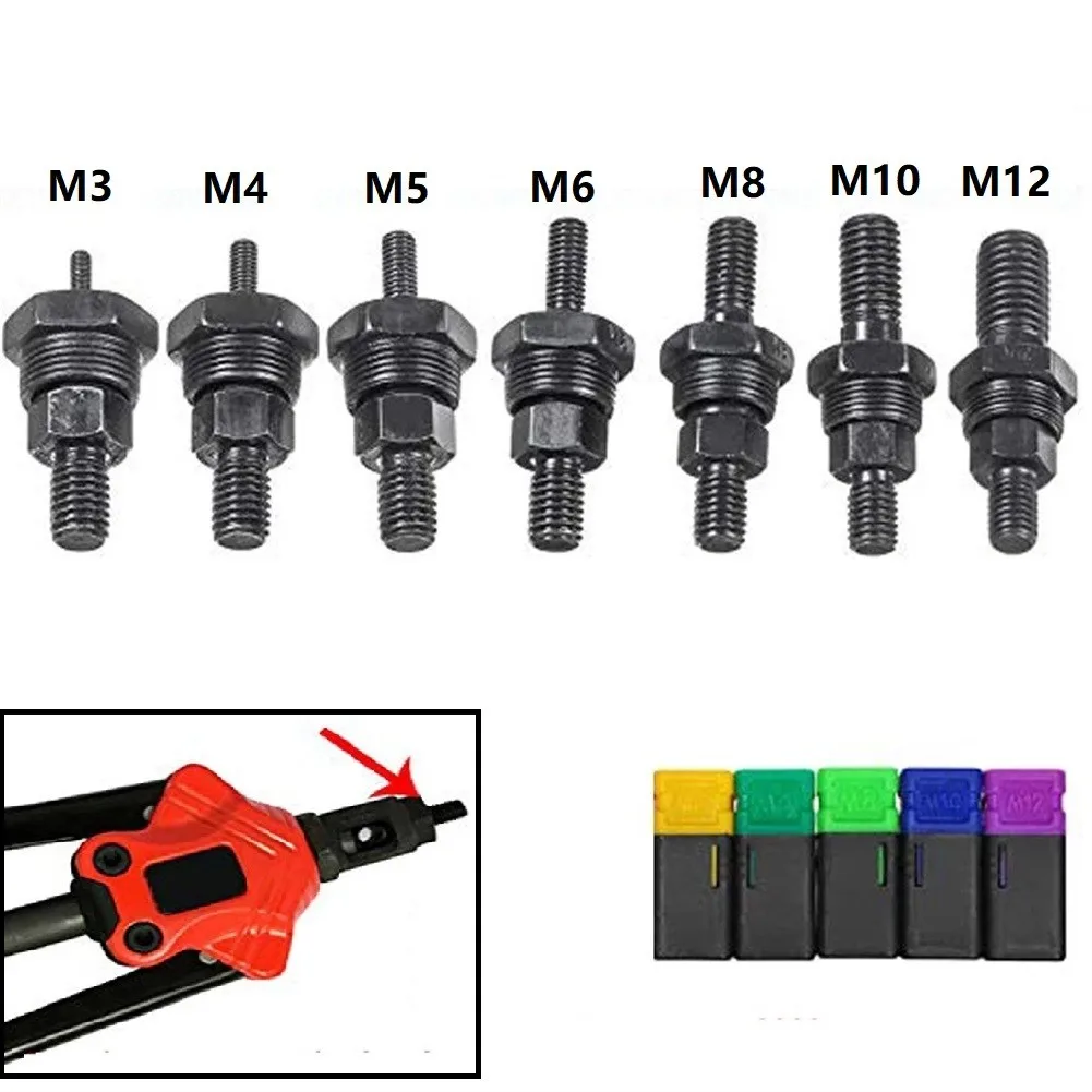 

7pcs High Quality Riveter Gun Part Threaded Mandrel Replacement For Hand Nut Rivet Metric M3-M12
