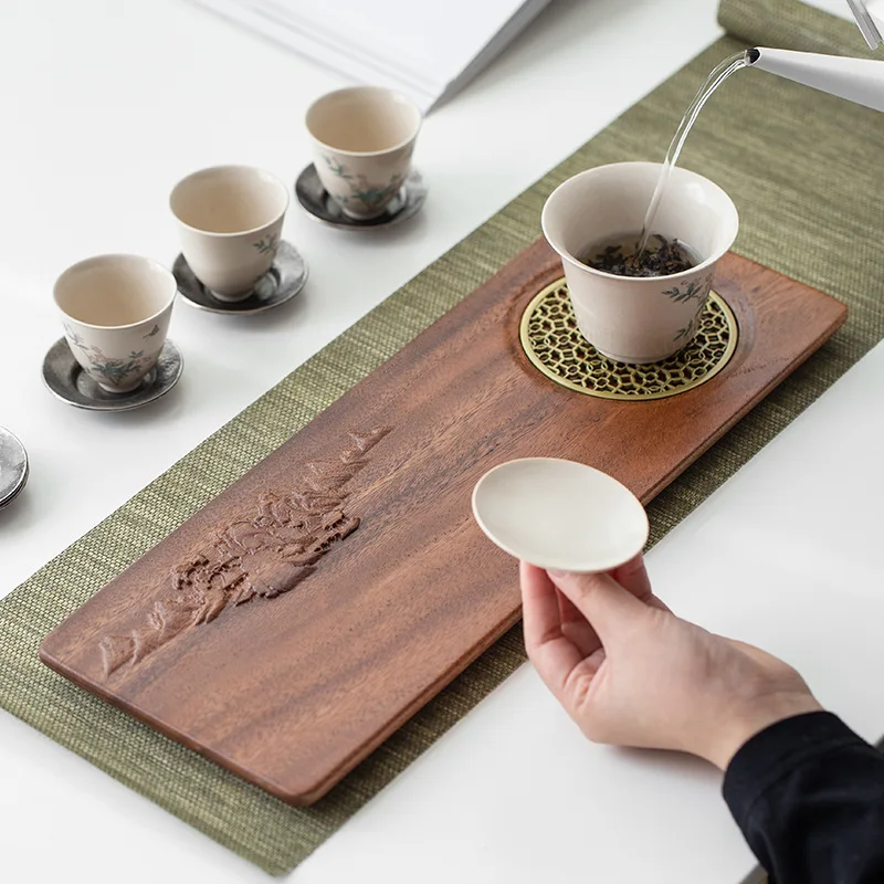Walnut Tray for Decoration Plates Food Chinese Tea Set Kitchen Trays Wooden Plate Teaware Dining Bar Home Garden | Дом и сад