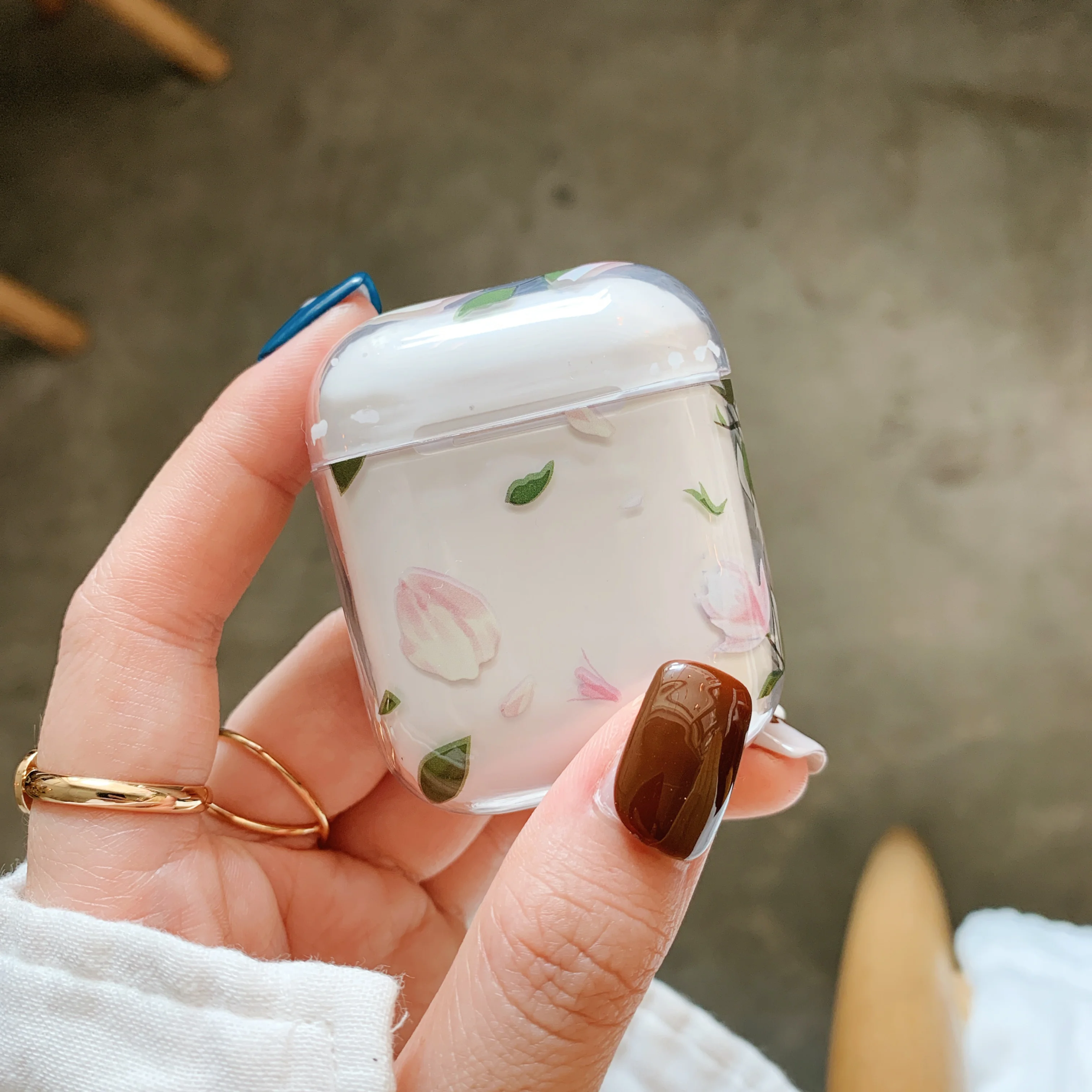 Элегантные цветы прозрачные наушники чехол для AirPods зарядная коробка защитный