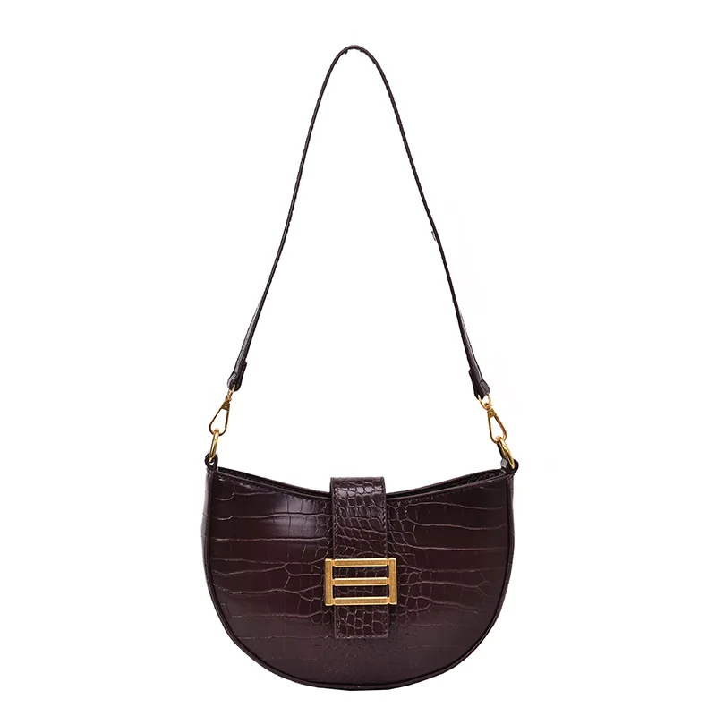 

Stone Pattern PU Leather Crossbody Bags For Women 2020 Solid Color Shoulder Simple Bag Female Handbags Saddle Bag