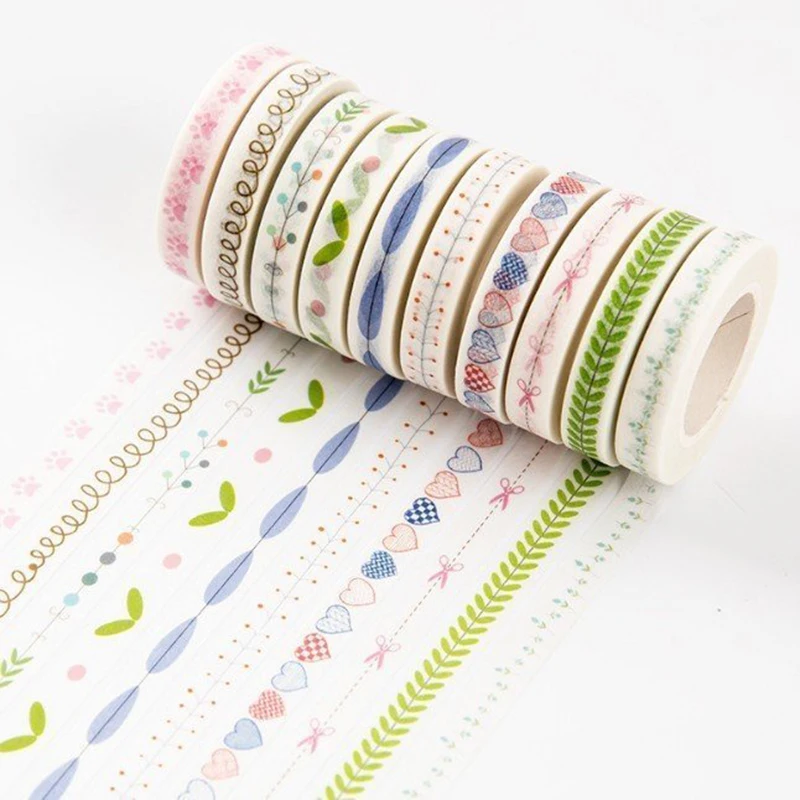 

1pcs 10m*7mm Love and Leaves Scrapebooking Diy Sticker Decorative Masking Tape Paper Material Escolar Photo Album Washi Tape