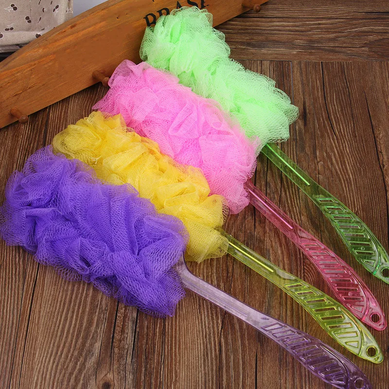 random color 1pc Новинка, 1 шт., 40 см, длинная ручка с кристаллами, бытовая щетка для ванной, удобная скруббер для спины, большой размер, для душа для детей и взрослых, полезная для душа - Цвет: random color 1pc