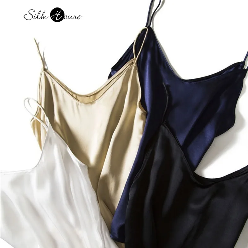 Женская шелковая рубашка Camisole черная летняя новый стиль 2020 внутренняя ткань