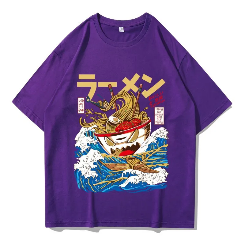 

Japanese Harajuku T-Shirt Summer Hip Hop Men Tshirts Noodle Ship Cartoon Streetwear Tshirts Short Sleeve Tshirt Men Cotton