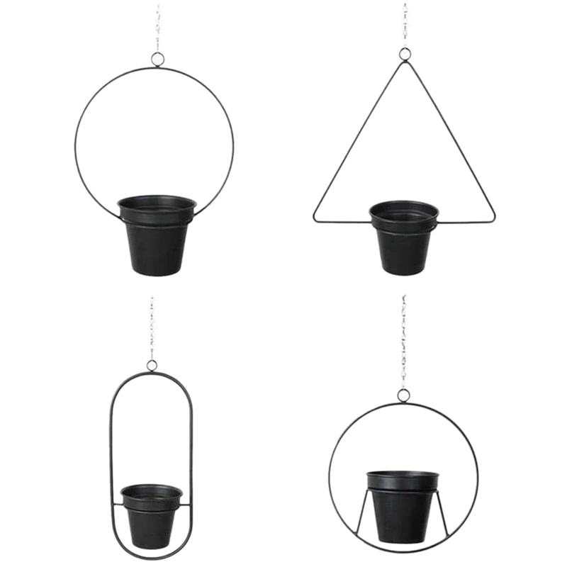 

Подвесные цветочные горшки для растений, 4 шт., подвесные для украшения стен цветов, балкона, потолка, сада, с подвесной цепочкой