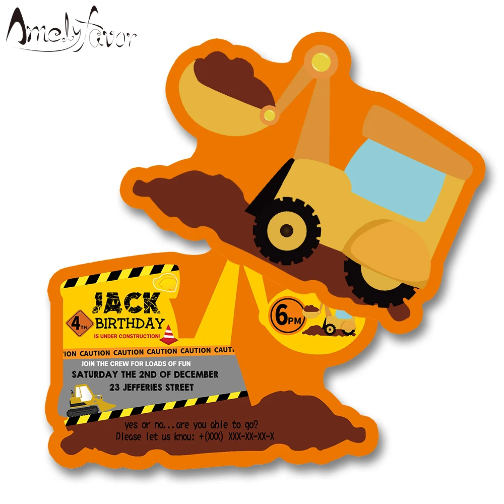Строительство тема вечерние пригласительный билет экскаватора случае День