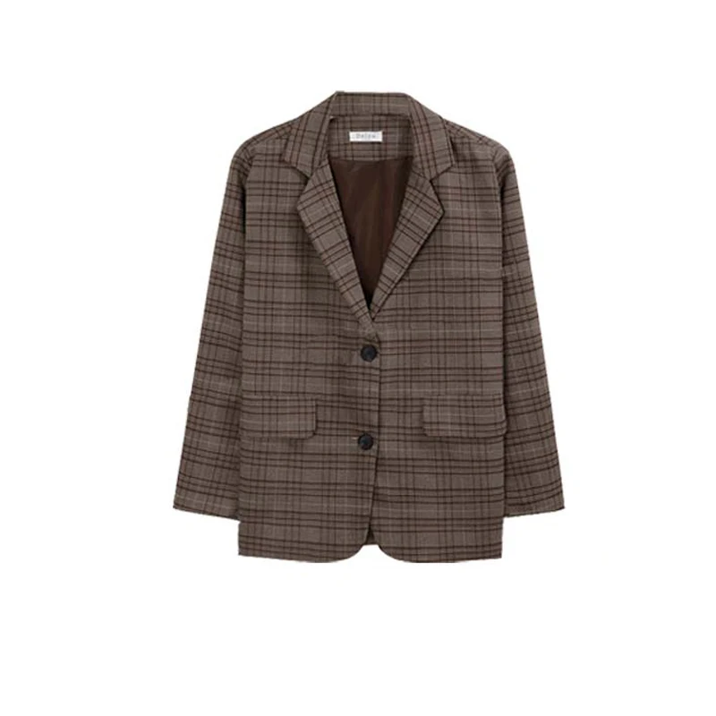 

2020 retro plaid blazer suit single-breasted jacket and pencil skirt 2-piece skirt suit female office lady blazer