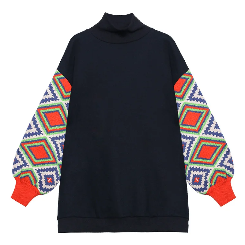 

YourSeason Ladies Turtleneck Fleece Oversize Sweatshirt 2021 Winter Spring New Patchwork Women Simple Hoodies Thicken