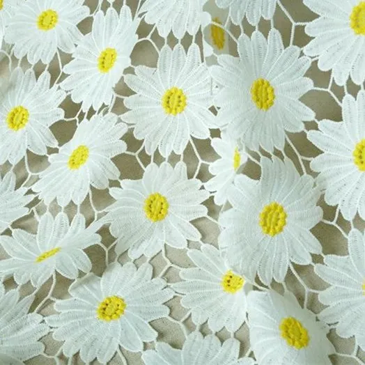 1 ярд гипюр Подсолнух кружевная ткань желтая и белая Венецианская для летнего