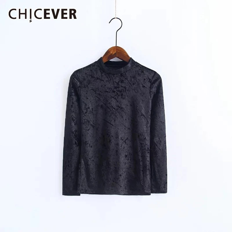 

CHICEVER осенне-зимняя футболка, женская футболка с круглым вырезом и длинным рукавом, Свободная Женская одежда популярного цвета, модная новин...