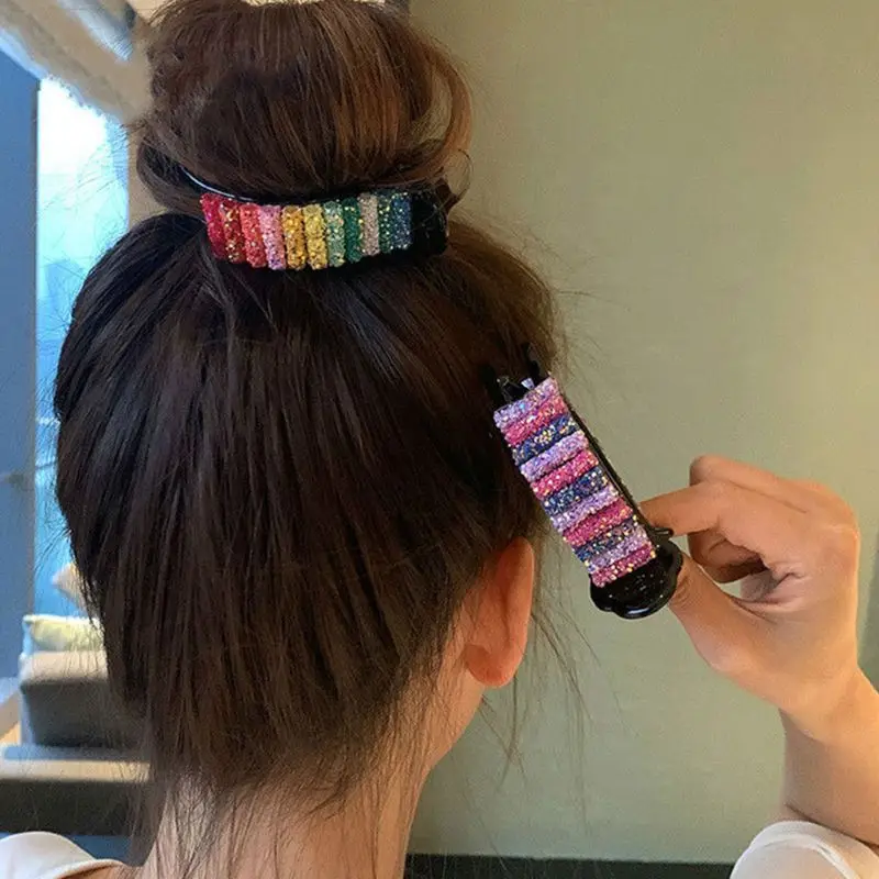 Корейские Радужные Блестки большие заколки для волос женщин и девушек яркие