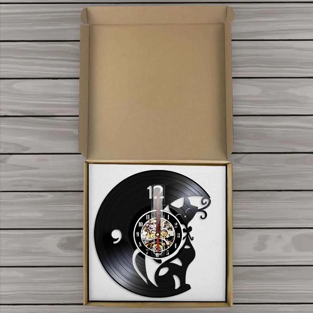 Настенные часы в современном стиле винтажные виниловые с рисунком кошки Китти