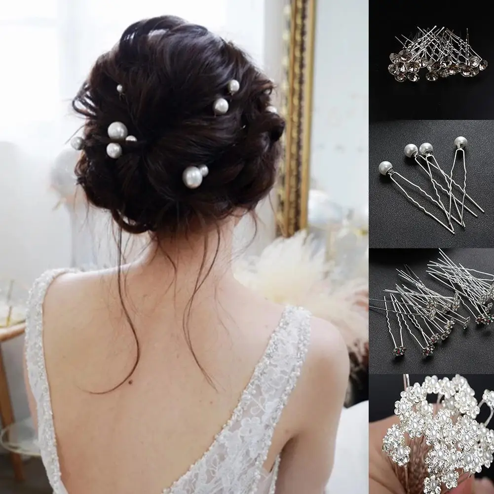 

Women U-Shaped Pin Metal Barrette Clip Hairpins Simulated Pearl Bridal Tiara Hair Accessories Wedding Hairstyle Design Tools