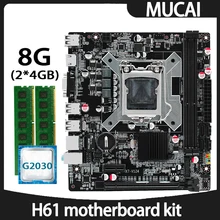 MUCAI H61 Motherboard LGA 1155 Kit Set With Intel Pentium G2030 CPU Processor And DDR3 8GB(2*4GB) 1600MHZ RAM Memory PC Computer