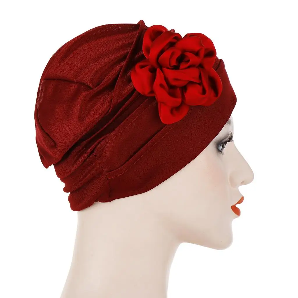 India Hat Women Muslim Flower Turban Beanie Bonnet Headscarf Chemo Cap Wrap Headwrap Pleated Skullies Hair Loss Islamic New | Аксессуары