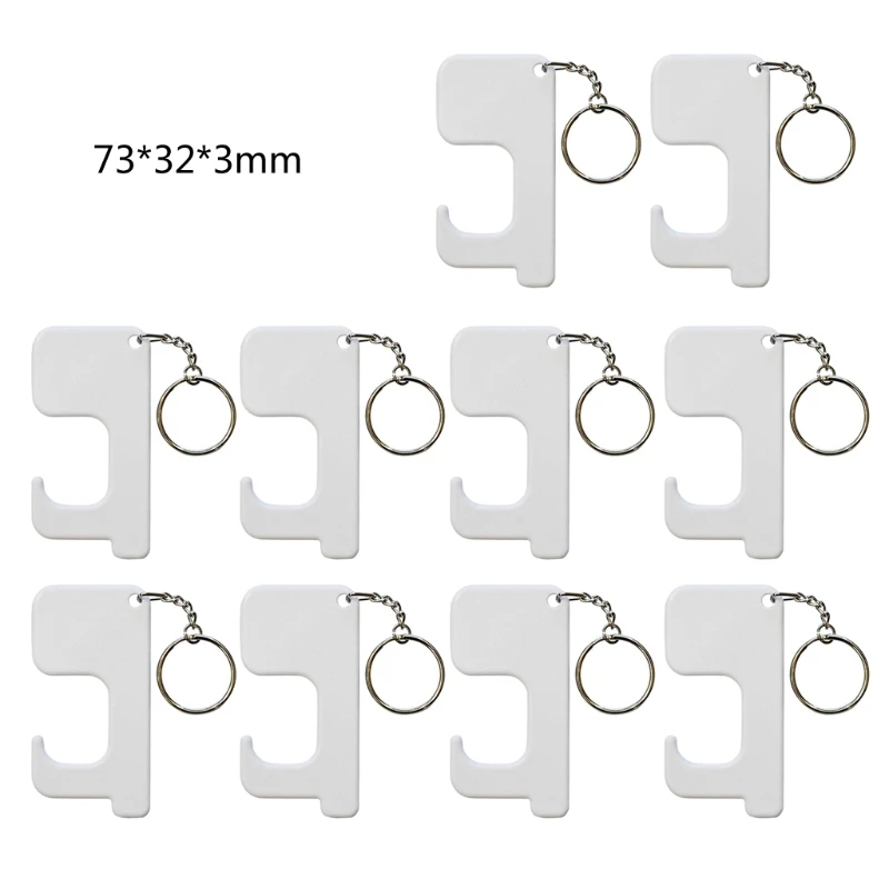 

10Pcs DIY Blank Sublimation Heat Transfer Germ Free Key Chain for Open Door Elevator Zero Touch Hand Free MDF Key Ring