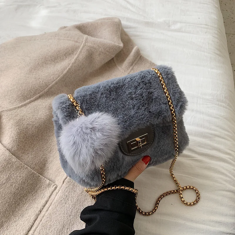 2019 зимние модные меховые роскошные сумки с маленькой цепочкой и леопардовым
