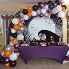 92 шт. воздушный шар на Хэллоуин Арка гирлянда комплект; Цвет черный, оранжевый, конфетти хром фиолетовый Globos на тему Хеллоуина фоновое украшение для вечеринки