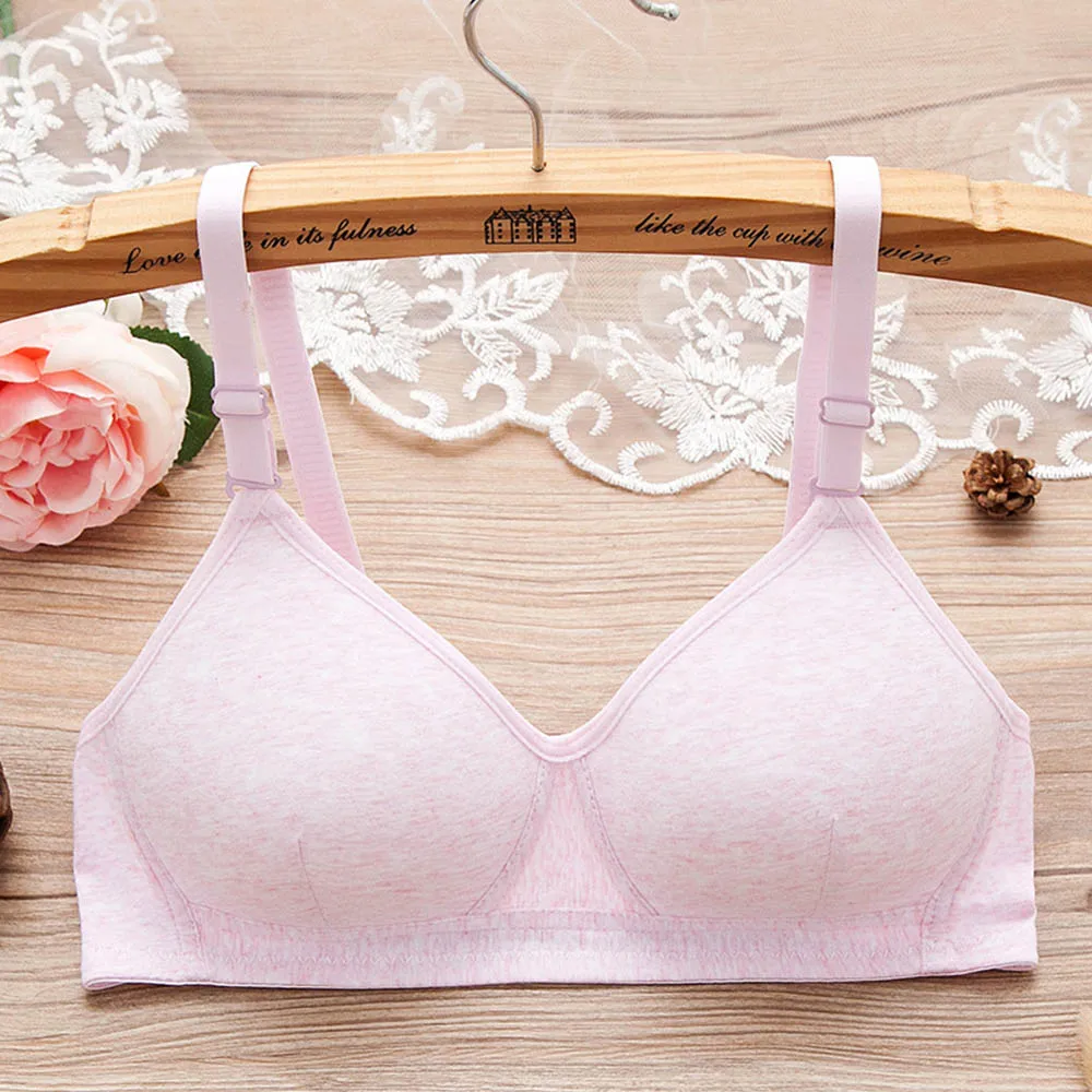 Pink Подростковый Молодежный бюстгальтер для девочек, тренировочный бюстгальтер с тонкой чашкой, Удобный беспроводной бюстгальтер для женщин, Спортивное нижнее белье BH - Цвет: Pink