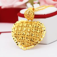 18k yellow gold filled heart pendant necklace for ladies womens neck chain