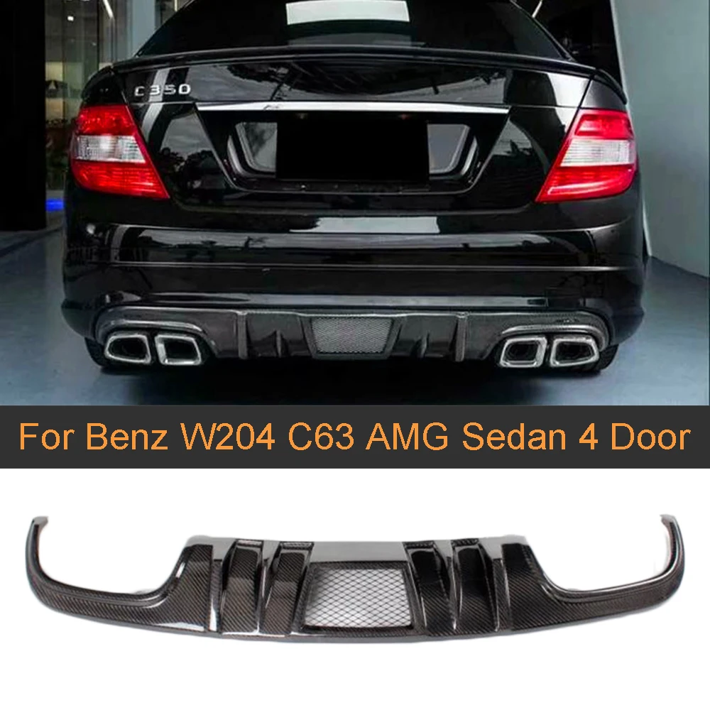 C Класс углеродного волокна задний бампер диффузор спойлер для Mercedes Benz W204 C63 AMG Седан 4 двери 2008-2011 задний диффузор губ