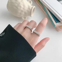 fashion classic custom ring ins minimalist geometric rectangle glossy open mens and womens ring