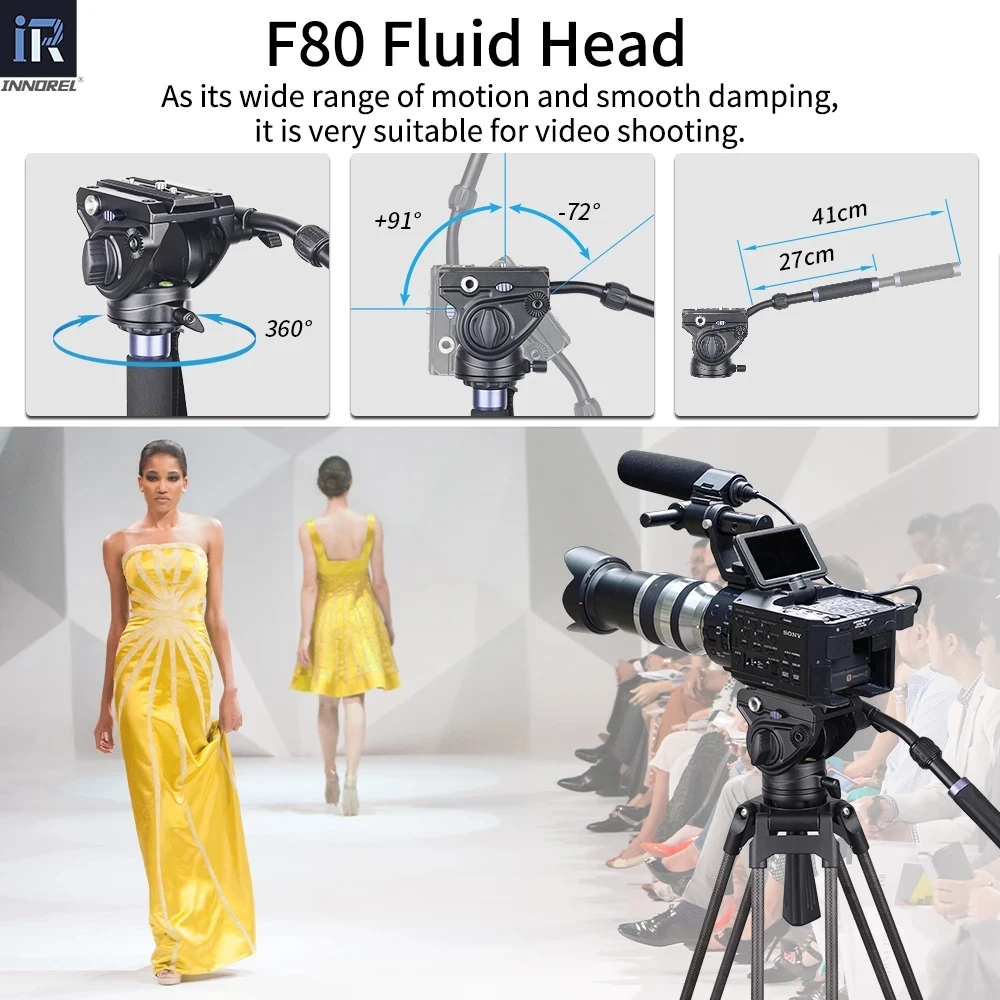 INNOREL VT80C Professional Carbon Fiber Video Tripod Fluid Head For DSLR Camera Camcorder Slider 1.86M 12kg Load | Электроника