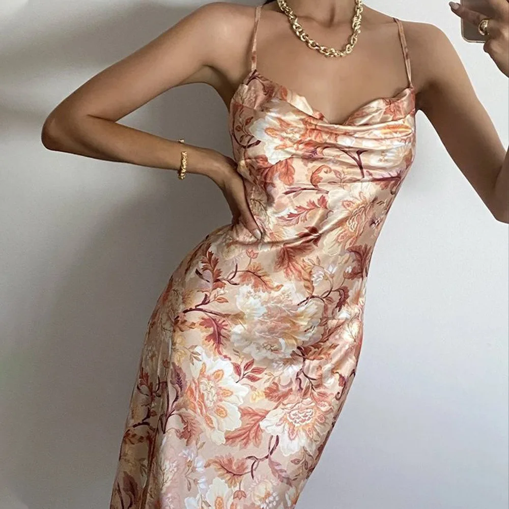 

Женское летнее платье с разрезом, длинное платье с рисунком и разрезом, 2021