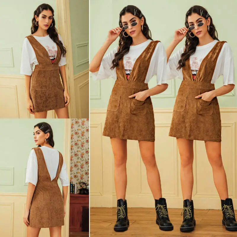 Модное женское однотонное Расклешенное мини платье на бретелях с