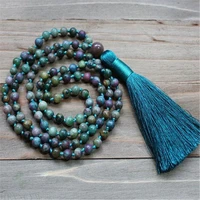 6mm natural apatite 108 beads gemstone tassel mala necklace religious healing wristband bless yoga cuff wrist lucky buddhism