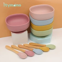 new solid baby feeding bowl food grade silicone bowl baby plate non slip suction bowl kids tableware waterproof bpa free spoon