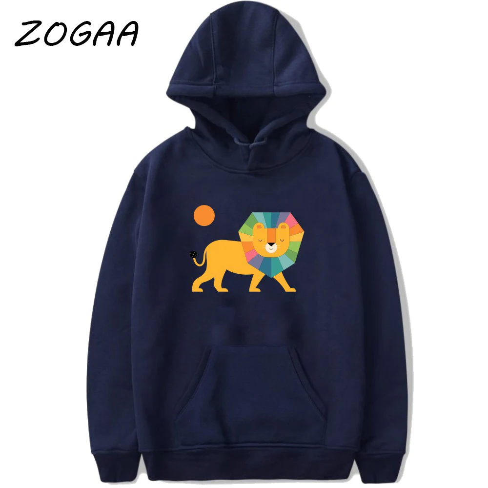 

Толстовка ZOGAA мужская с капюшоном, свитшот с красочным львом в стиле Харадзюку, худи для студентов, Повседневная Уличная одежда в стиле хип-х...