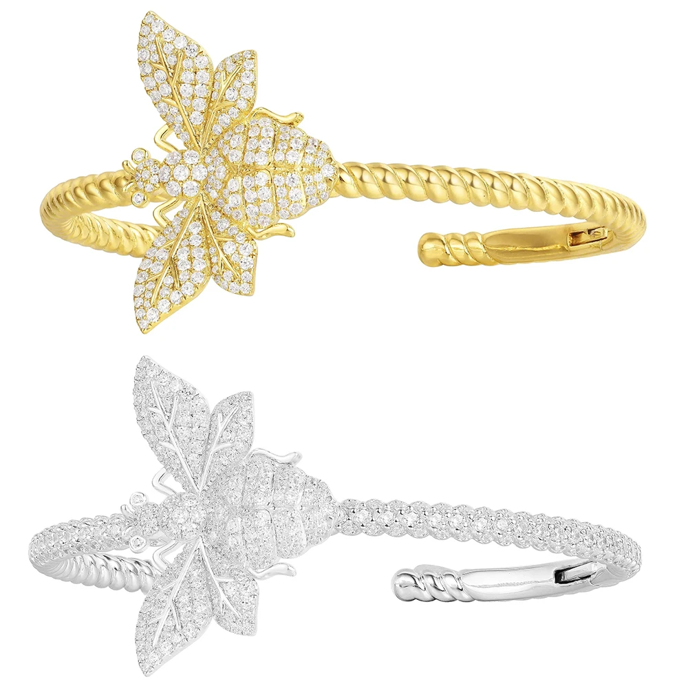 

Модные оригинальные 1: 1 копия высокого качества, блестящие циркон два Цвет пчелы браслет, подарок на день рождения для женщин девушек цепочк...