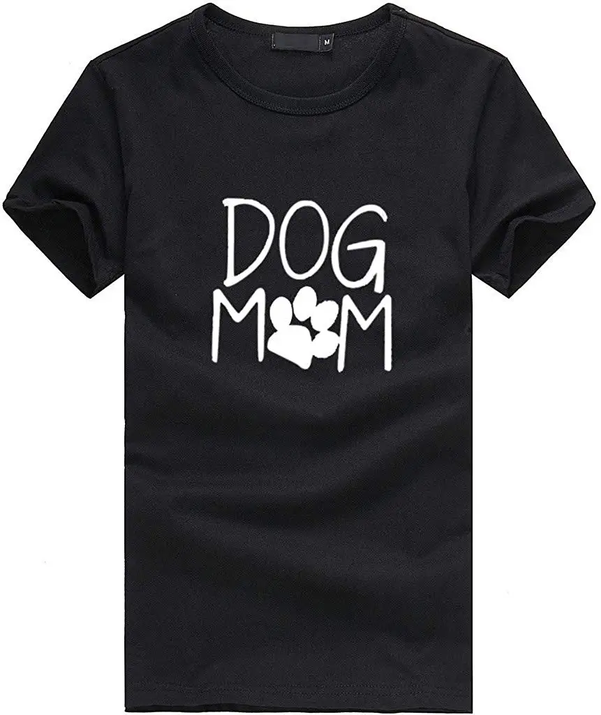 

Womens Dog Mom Letter Print Short-Sleeve T-Shirt Loose Casual O-Neck Tops