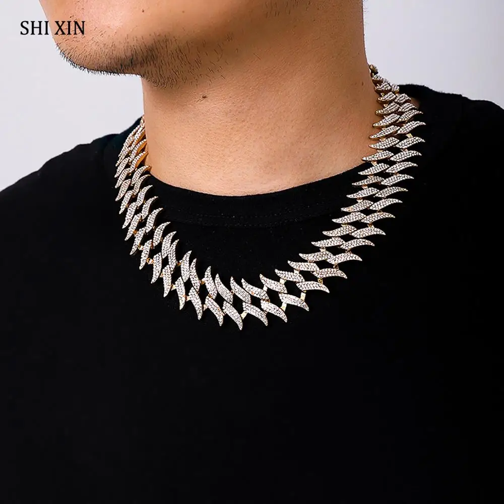

SHIXIN Hiphop Iced Out Chain Necklace Men/Women Short Rhinestone Choker Colar Neck Chain Necklace Statement Jewelry Collier 2020