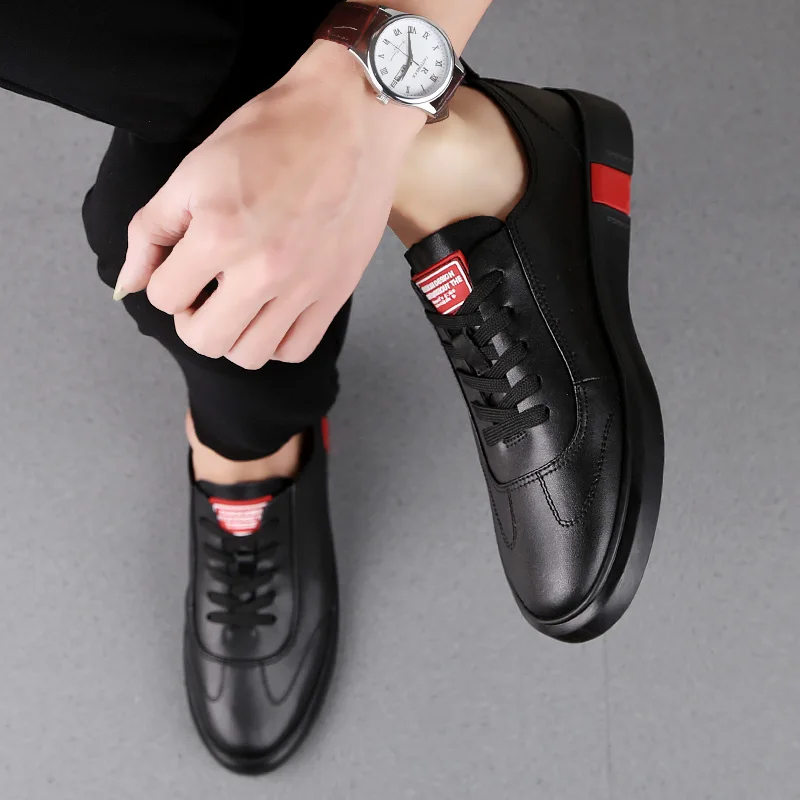 Мужские повседневные кроссовки из натуральной кожи на шнурках модные