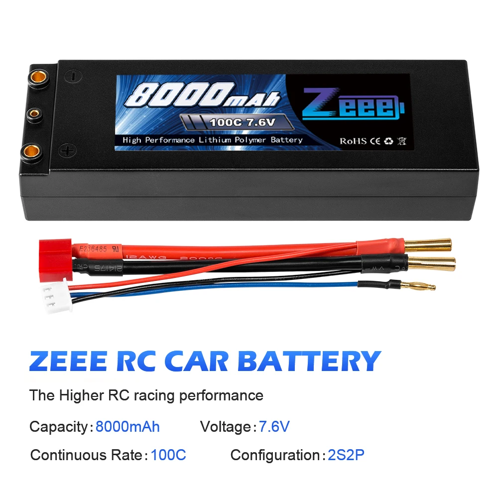 Zeee 7,6 V 8000mAh 100C Lipo аккумулятор жесткий чехол RC автомобильное зарядное устройство с 4 мм штепсельной вилкой RC Lipo батарея для грузовика багги
