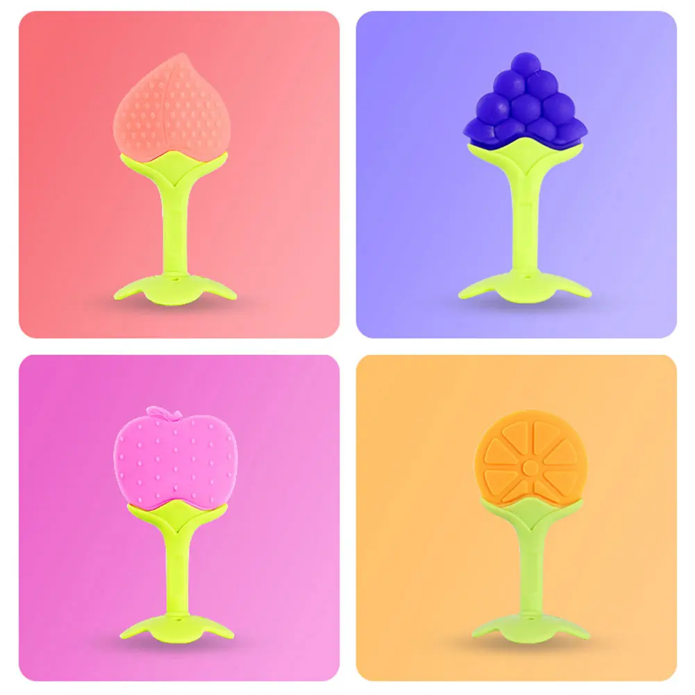

3pcs/pack Molar Soft Soother 6 Months Above Safe Gift Toys Toddlers Massage Baby Teether Fruit Shape Infant Silicone