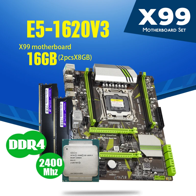 Материнская плата atermiter X99 D4 с процессором Xeon E5 1620 V3 2 шт. X 8 ГБ = 16 Память DDR4 2400 МГц |