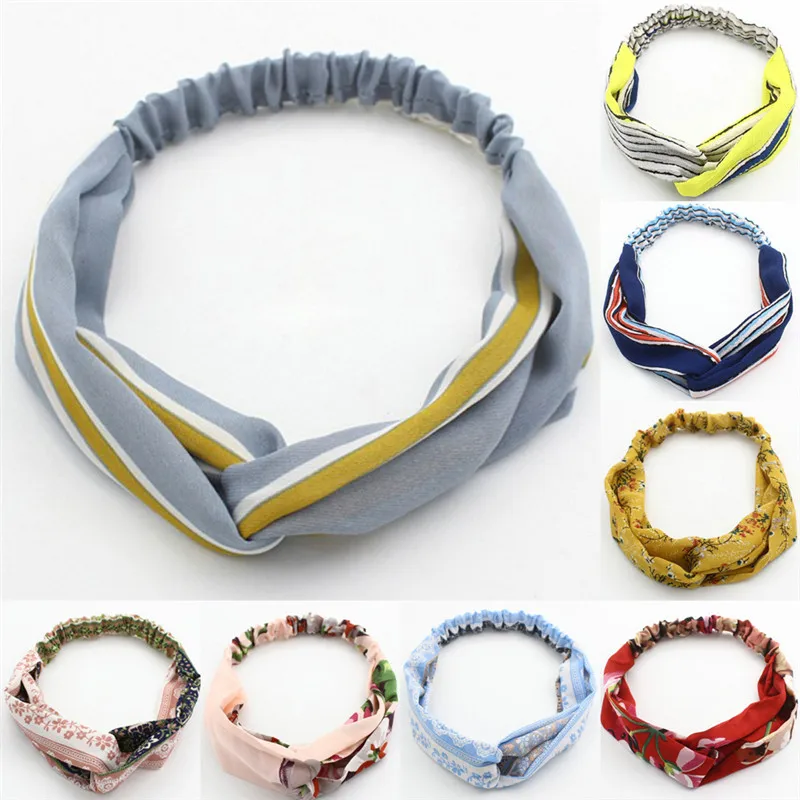 Модные аксессуары для волос девочек повязка на голову с принтом и узлом