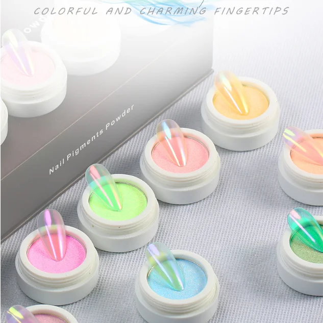 12 Цвета однотонные Аврора порошок прозрачные модные зеркальная пудра для ногтей
