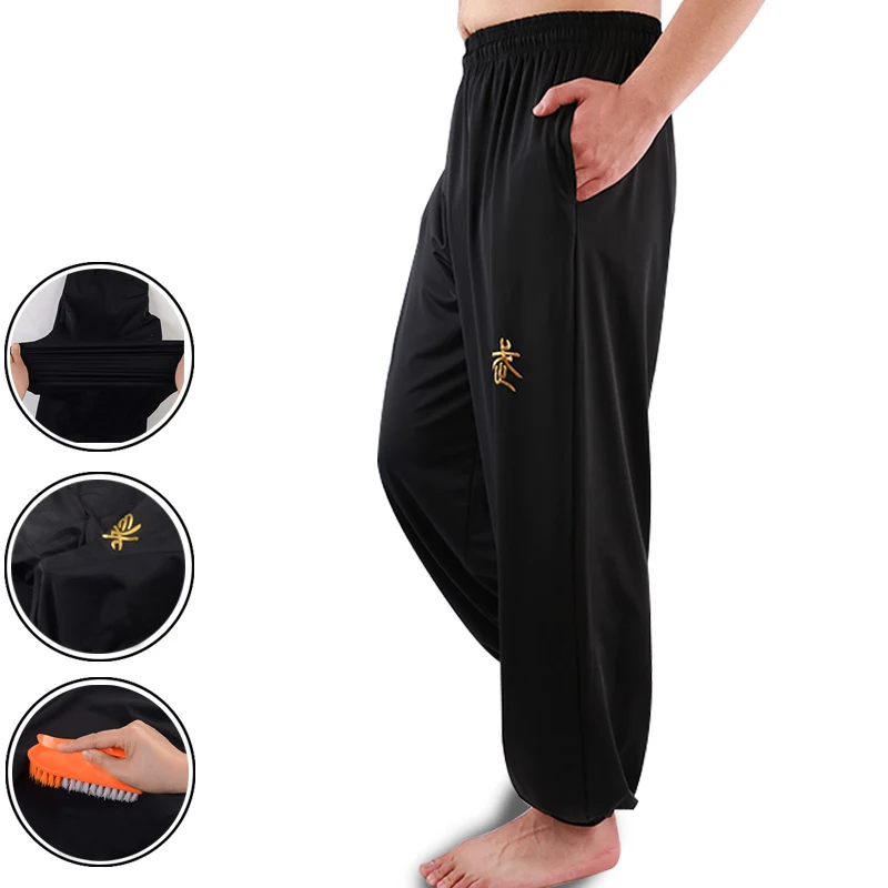 Customized Kung Fu Pants Nylon Wing Chun Tai Chi Clothing Martial Arts Yoga men Loose самурай Wushu Artes Marcia | Спорт и