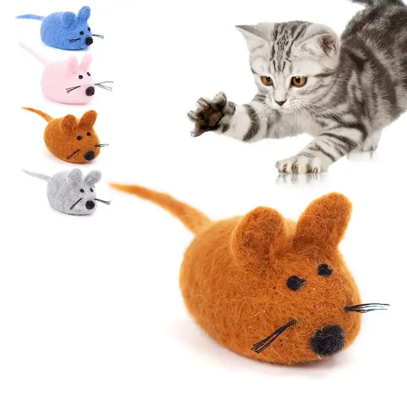 

1 Pcs Creative Felt Mice Pet Cat Toy Interactive Cat Teaser Chase Catnip Toy For Indoor Kitten Chewing Cleaning Teeth Toys