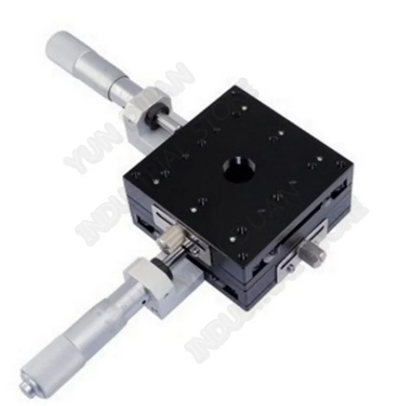 

80*80mm XY Axis 3" Trimming Station Manual Displacement Platform Cross Roller Guide Way Linear Stage Sliding Table LY80-C