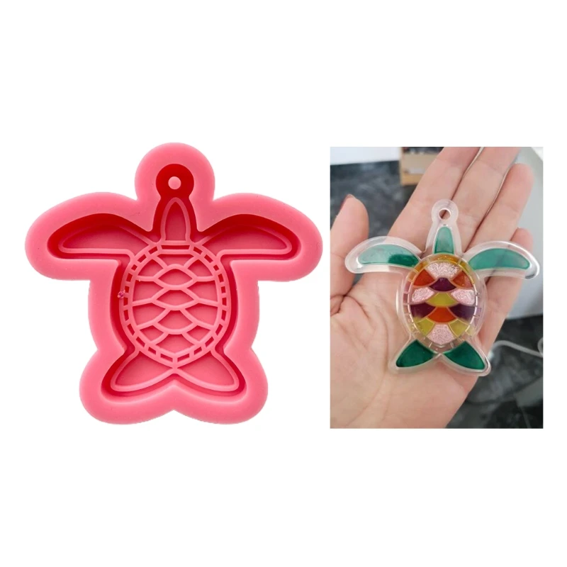 

95AB Diy Tortoise Keychain Silicone Mold with Hole Keyring Pendant Handmade Mold Valentine's Day Gift Jewelry
