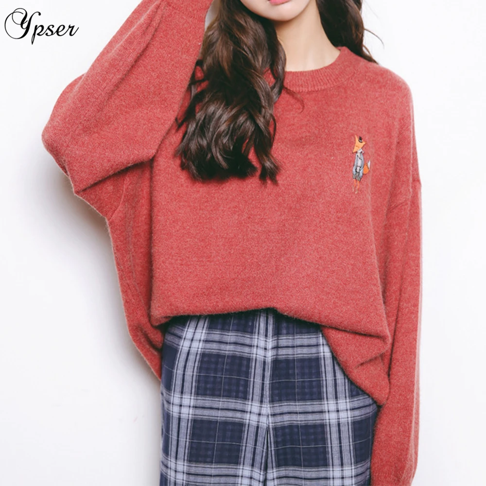 Ypser 2018 теплый пуловер с рисунком лисы свитер однотонный вязаный джемпер Свитера