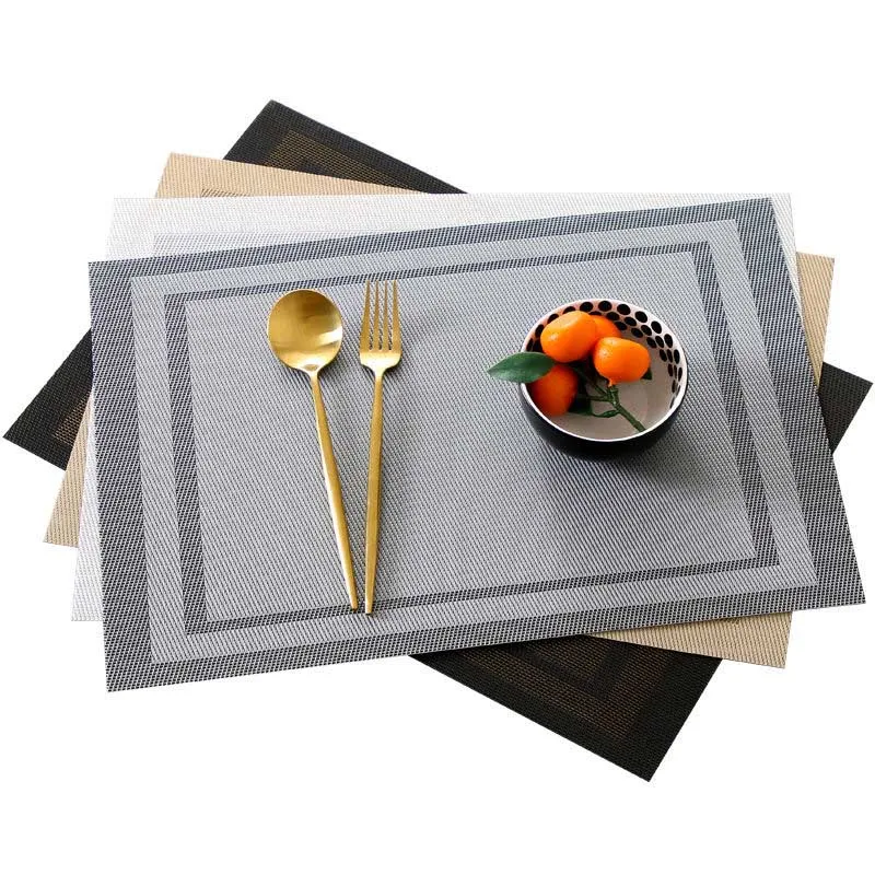 

4Pcs Fashion PVC Placemat Insulation Non-slip Dining Table Mat Pot Bowl Plate Pads Drink Coasters Washable Placemat Home Decor